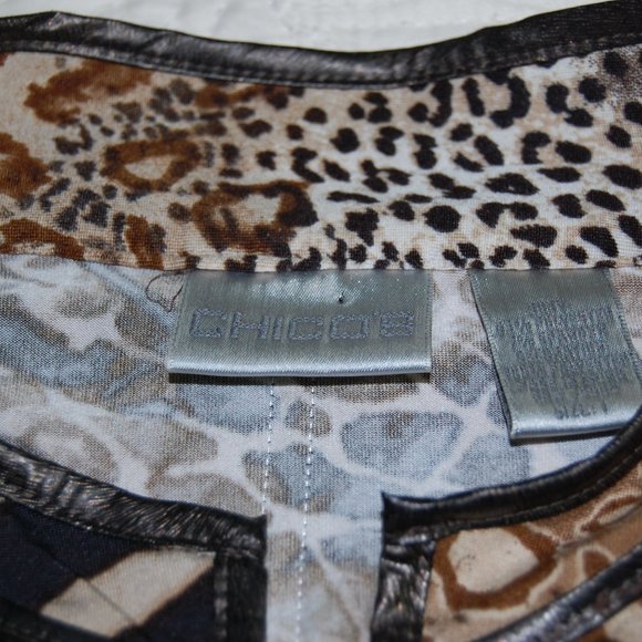 CHICO Animal Print jacket with No closures  Size 1 - Picture 5 of 6